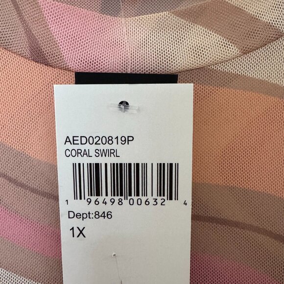 AFRM Shailene Fitted Midi Mesh Dress - Coral Swirl - Size 1X - Picture 4 of 6